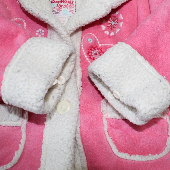 Vintage Y2K pink suede embroidered Sherpa lined style winter coat size 18month - Picture 4 of 4